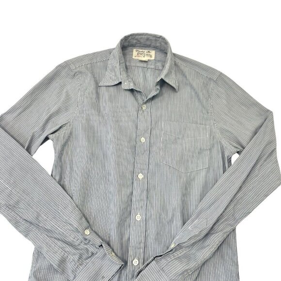 Double RL Ralph Lauren RRL Classic Stripe Long Sleeve Shirt Blue White Men's XS - Picture 2 of 7